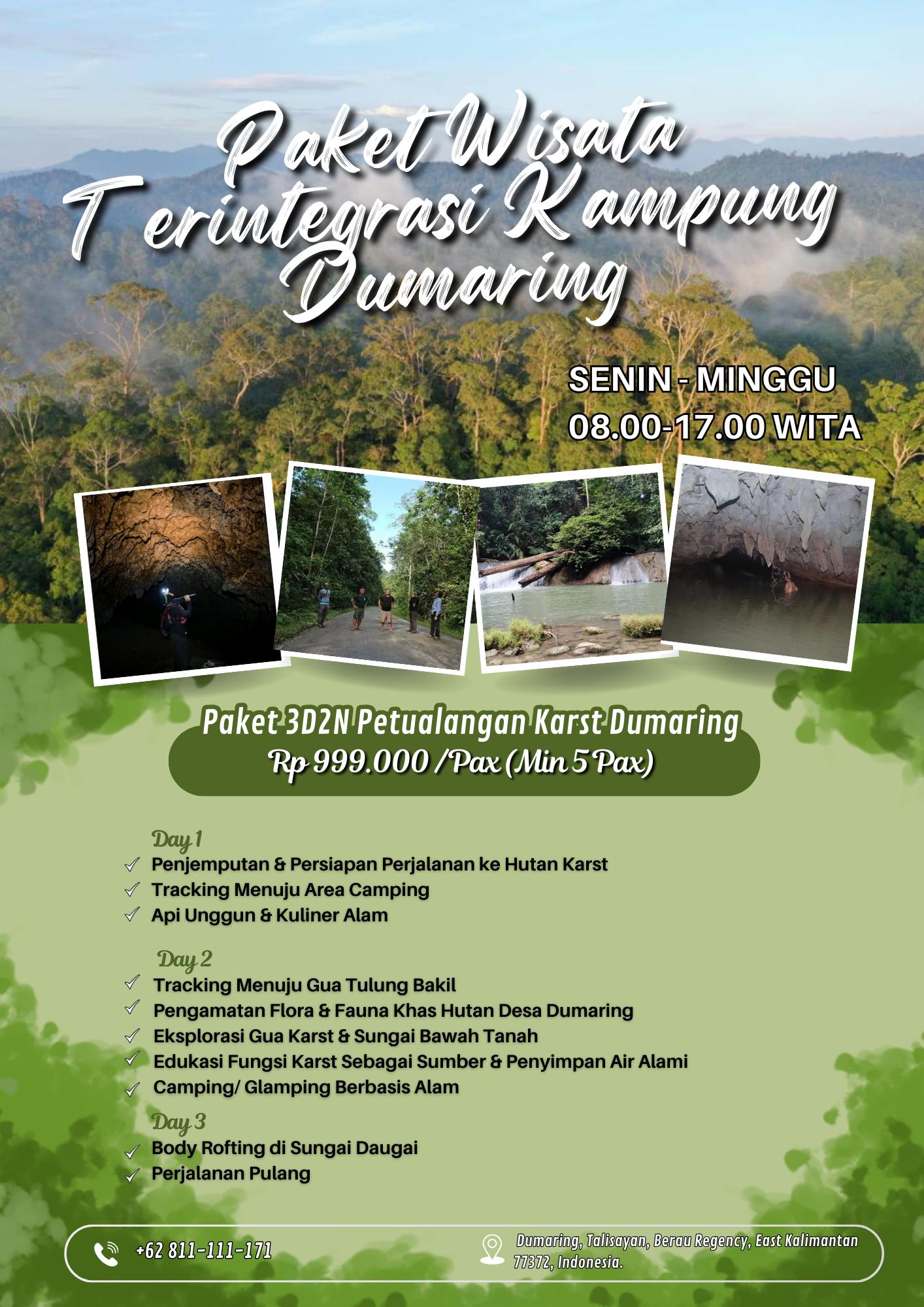 Paket Wisata Kampung Dumaring 3D2N Petualangan Karst